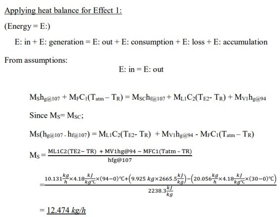 Calculate steam flow rate to the 1st effect using heat (energy) balance